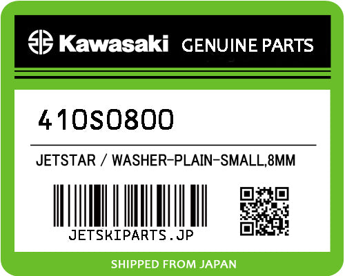 Kawasaki OEM WASHER-PLAIN-SMALL,8MM New #410S0800