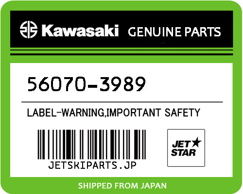 Kawasaki OEM LABEL-WARNING,IMPORTANT SAFETY New