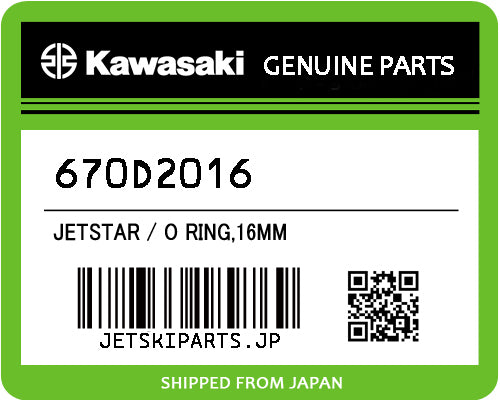 Kawasaki OEM O RING,16MM New #670D2016