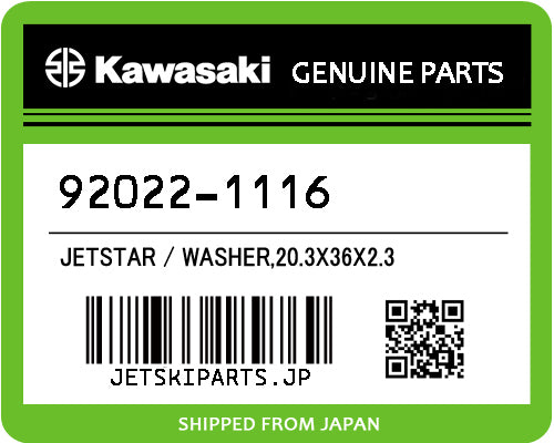 Kawasaki OEM WASHER,20.3X36X2.3 New #92022-1116