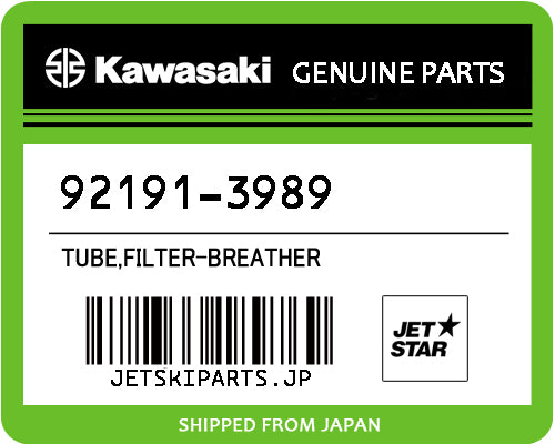 Kawasaki OEM TUBE,FILTER-BREATHER New #92191-3989